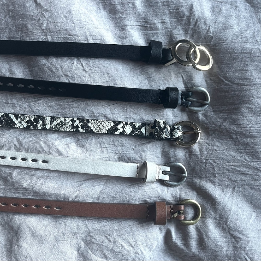 belt bundle! 5 skinny belts, size xs